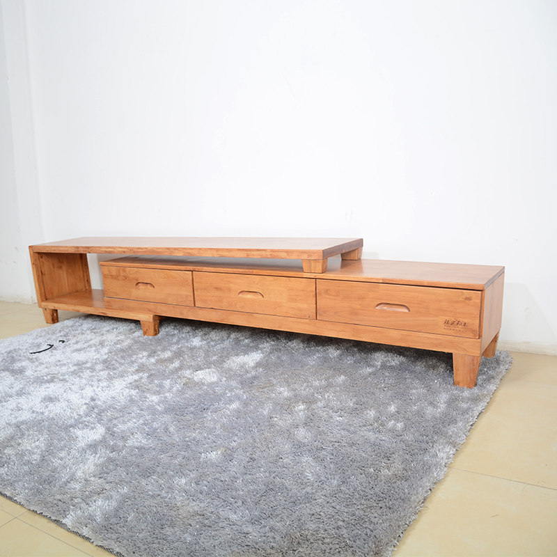 家装客厅储物伸缩柏木家具欧式田园风格家具实木移动电视柜定制