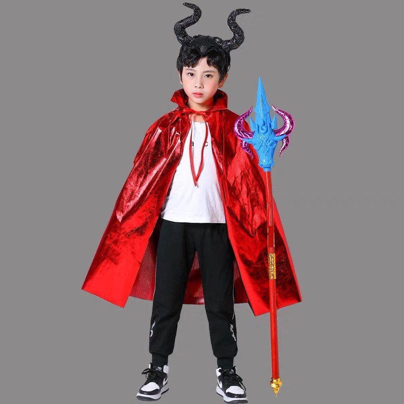 西游记牛魔王服装成人儿童万圣节化妆舞会小妖怪牛角恶魔披风斗篷