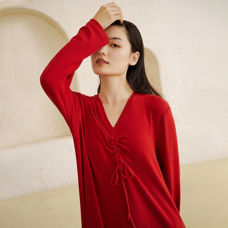 宽画红色连体睡衣女2021年新款冬季睡袍女士家居服高级感秋冬款,女士内衣/男士内衣/家居服,睡衣/家居服套装,淘宝优惠券,粉丝福利购,淘宝优惠卷