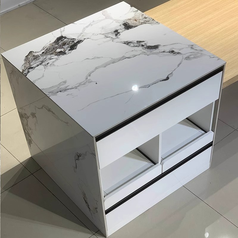 家用岩板窄岛台头小岛台柜单独料理台多功能中导倒餐边柜独立导台