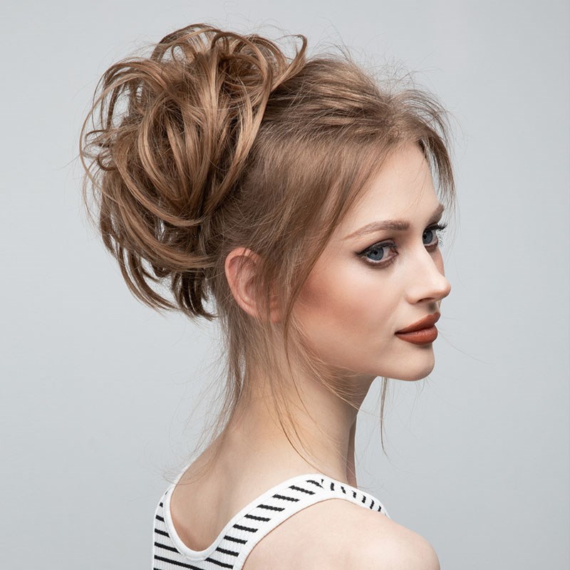 欧美假发女发圈长须卷发圈假发圈自然蓬松盘发器花苞头假发包wigs