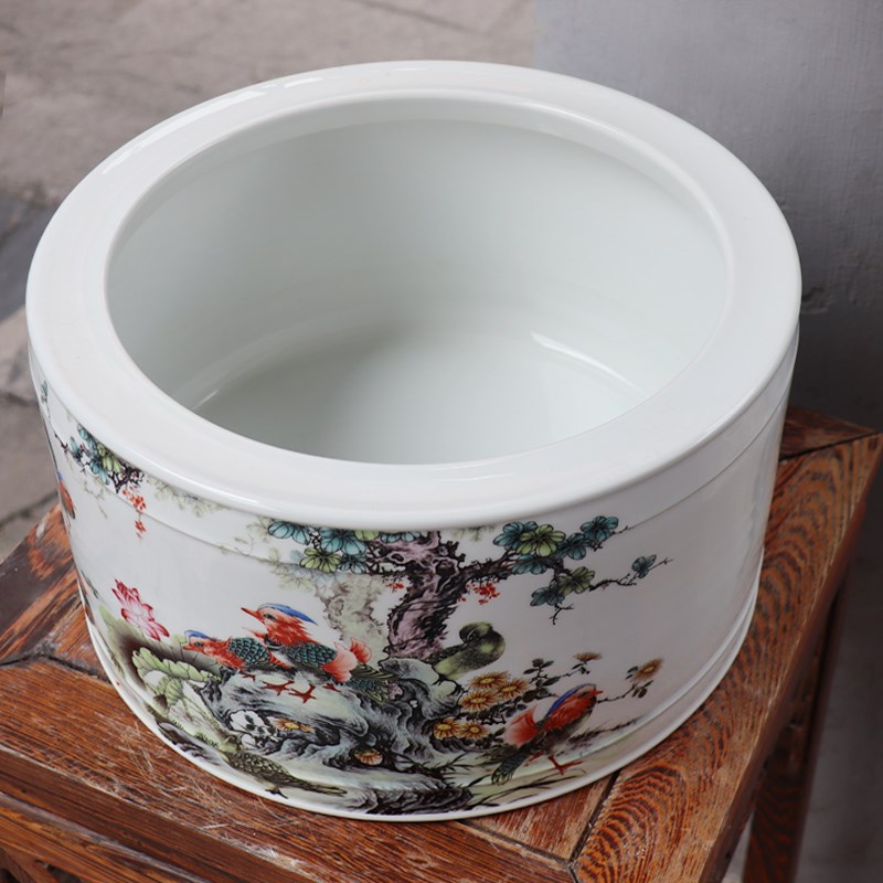 景德镇陶瓷器金鱼缸乌龟缸荷花睡莲缸直筒笔海笔筒桌面收纳中国风