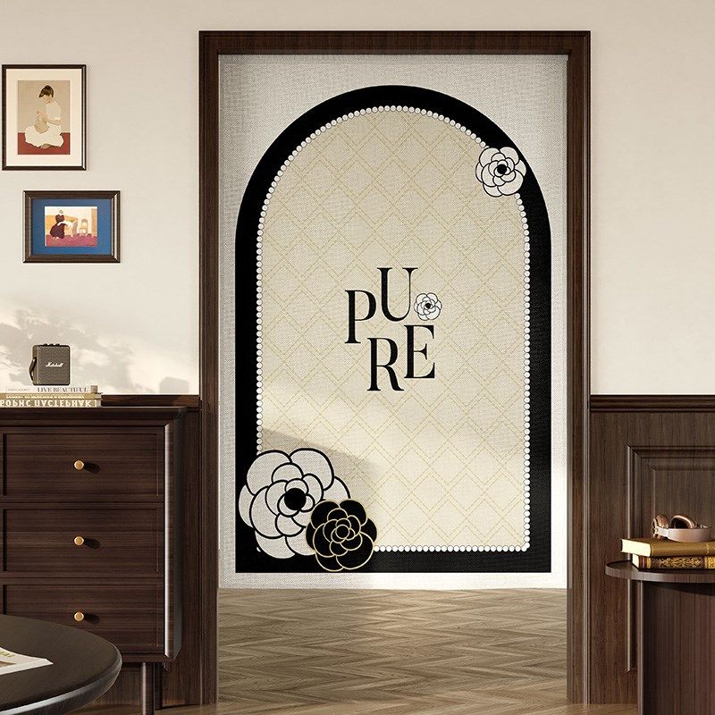 厨房门帘整片隔断帘半截短帘家用卧室卫生间厕所遮挡帘半帘免打孔