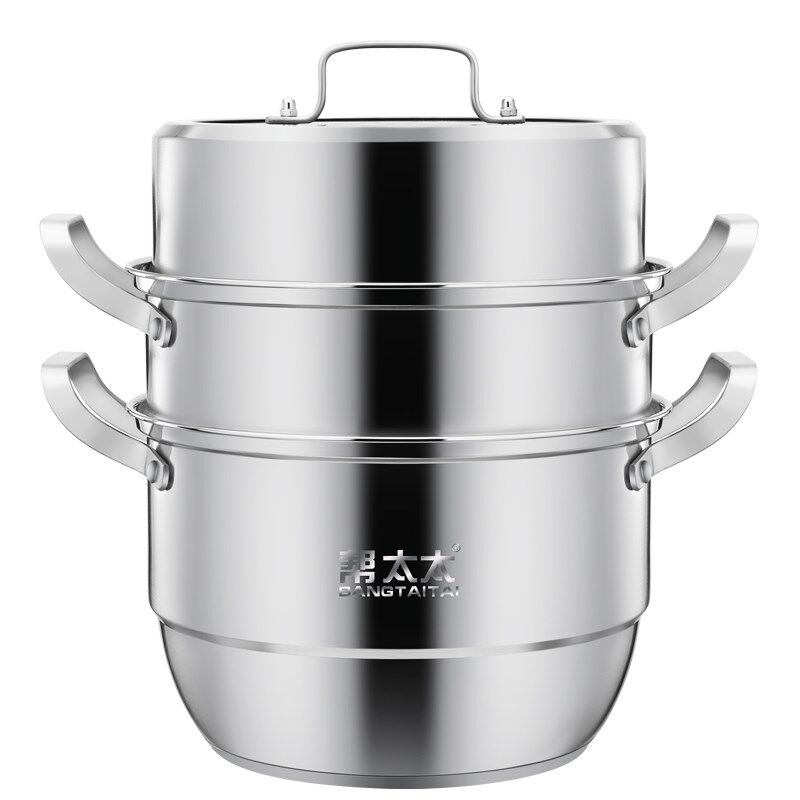 帮太太特厚304中式不锈钢圆形蒸锅二层三层带蒸笼大号家用蒸鱼虾