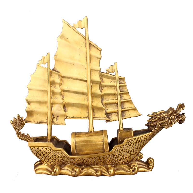 纯铜一帆风顺帆船摆件客厅装饰品创意工艺品摆设乔迁升职帆船模型