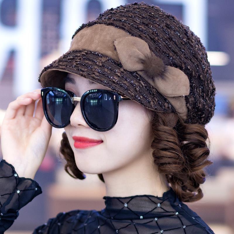 中老年帽子假发一体女短卷发假发逼真自然帽子带头发秋冬帽子发套