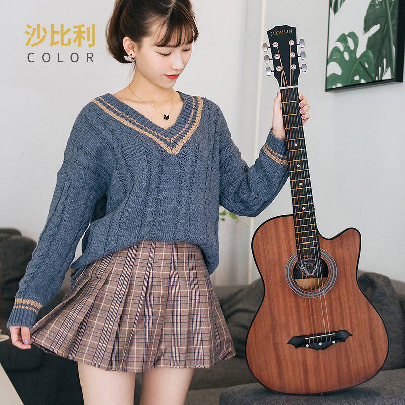 38寸初学者吉他男女学生练习民谣jita41寸40寸木单板入门乐器包邮