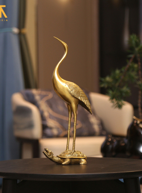 纯铜鹤摆件仙鹤客厅电视s柜玄关酒柜装饰品贺寿礼品送长辈祝福礼
