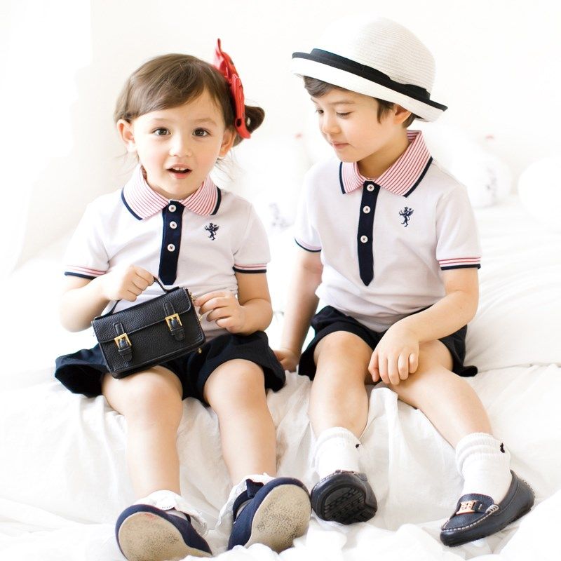 小学生校服夏季班服幼儿园园服夏装短袖中学生校服套装来图片定制