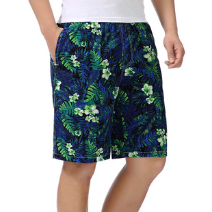 夏季加大码纯棉男士沙滩裤休闲五分居家短裤男宽松海滩裤大裤衩潮