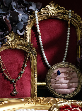 首饰展示架复古红色相框耳环架子绒布戒指托饰品珠宝陈列拍摄道具
