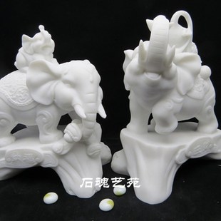 石雕大象一对摆件乔迁礼品家居客厅酒柜电视柜玄关装 饰品动物新款