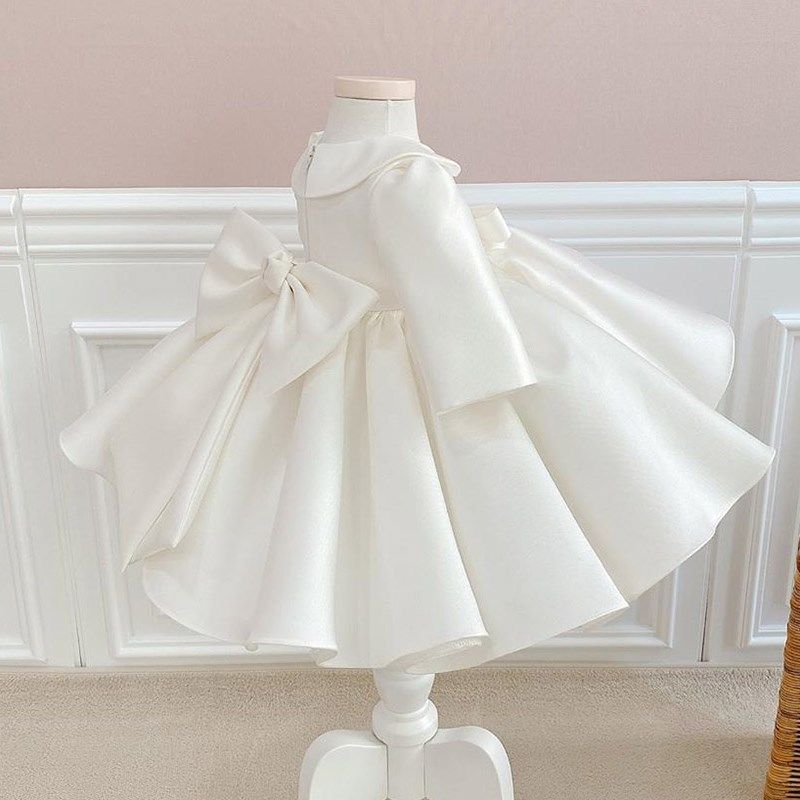 花童婚礼小女孩礼服冬季儿童礼服裙公主裙长袖蓬蓬裙婚纱高端洋气