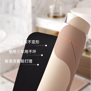 侘寂风厨房专用地垫套装 矽藻泥吸水防滑耐脏脚垫防水防油l形地毯