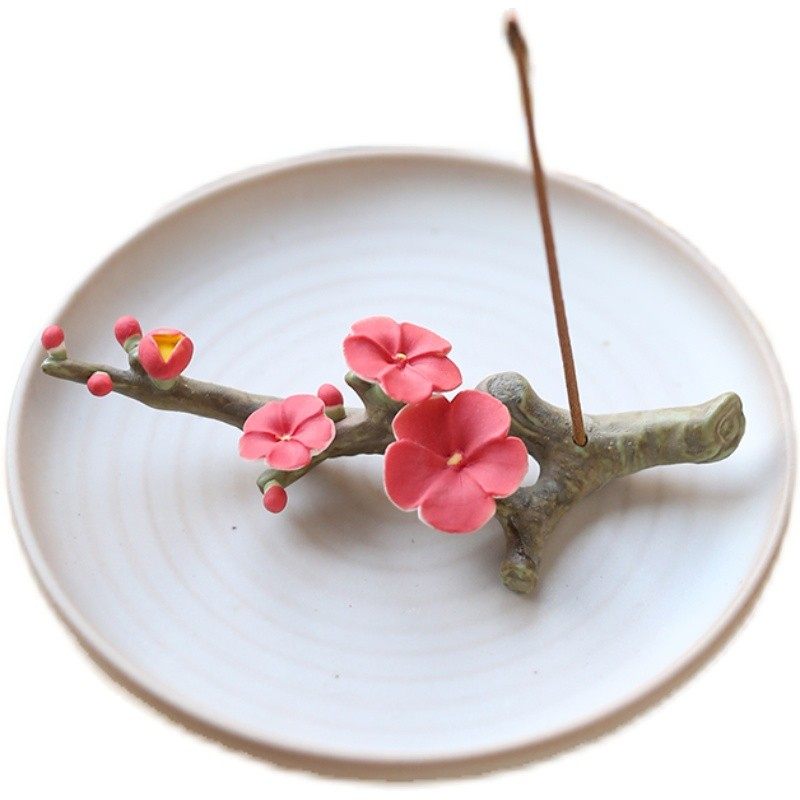 手工陶瓷梅花枝 茶宠茶席摆件香插 茶玩香道檀香线香禅意香座香托,家居饰品,香托/香盘/香座/香插,淘宝优惠券,粉丝福利购,淘宝优惠卷