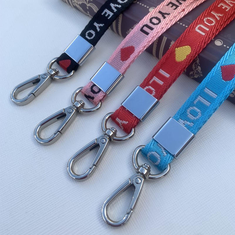 学生挂脖防丢钥匙扣男女校卡套尼龙织带时尚提花挂绳多用锁匙链扣