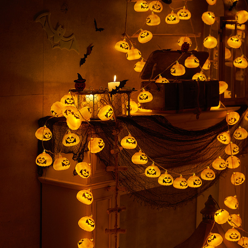 万圣节装饰品小南瓜灯串幼儿园场景布置儿童卡通道具装扮发光摆件