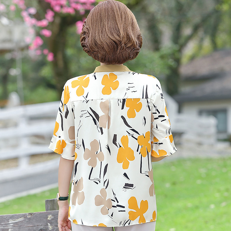 中年妈妈夏装短袖洋气上衣2023新款中老年女夏季雪纺t恤小衫套装,女装/女士精品,中老年女装,淘宝优惠券,粉丝福利购,淘宝优惠卷