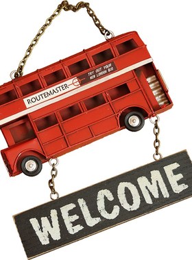 美式巴士壁挂复古汽车模型铁皮画创意店铺家居客厅餐厅墙面装饰