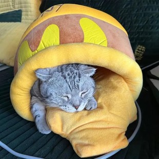 猫床可爱宠物睡觉窝 保暖狗窝可拆卸封闭式 猫窝四季 通用蜂蜜罐冬季