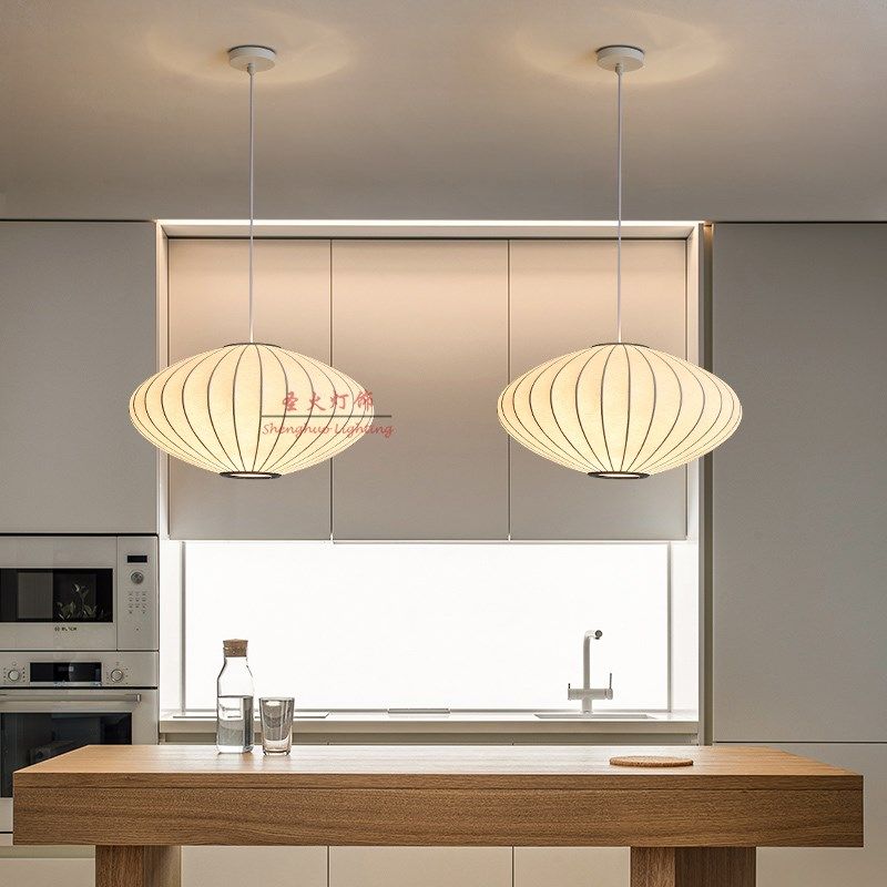 中式仿蚕丝吊灯酒店榻米餐厅茶室北欧日式侘寂风圆球形灯笼装饰灯,家装灯饰光源,客厅吊灯,淘宝优惠券,粉丝福利购,淘宝优惠卷