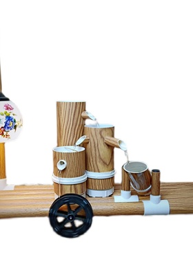 包邮陶瓷鱼缸流水摆件石槽小型鱼盆桌面流水摆件带陶瓷灯