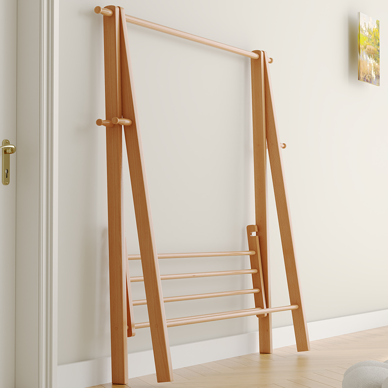 挂衣架落地卧室家用实木衣帽架结实耐用折叠衣服置物架房间收纳架