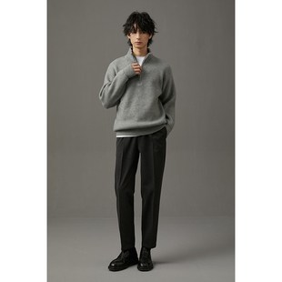 春秋季 羊毛针织衫 休闲百搭毛衣男士 冬季 线衣 拉链外穿新款 储格