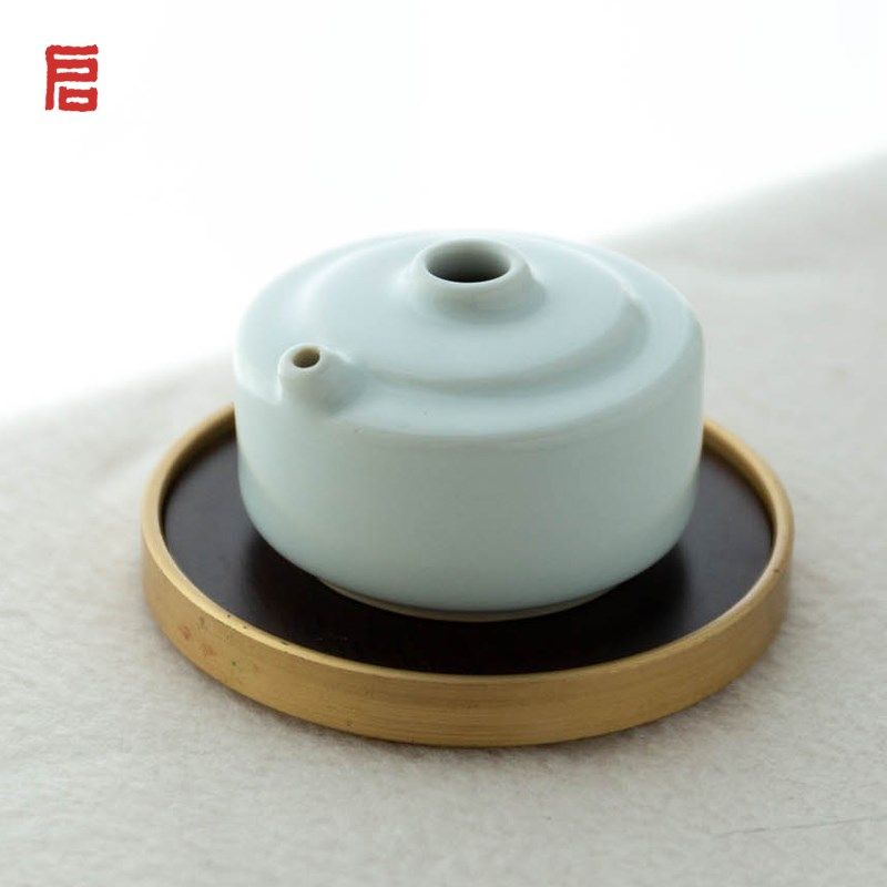 启明文房圆融砚滴壶陶瓷迷你书法小水滴复古风磨研墨砚台加水文房