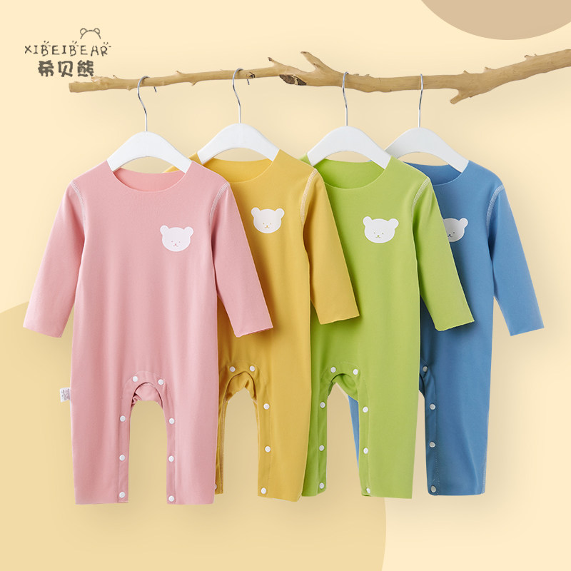 婴儿德绒连体衣男女宝宝加厚打底内衣保暖睡衣秋款新生儿衣服爬服