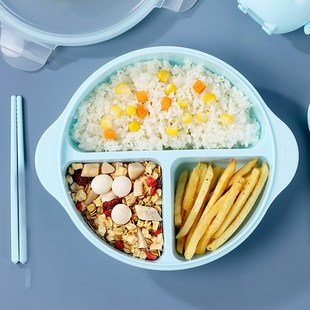 儿童餐盘幼儿园午餐盘分格带盖辅食餐具套装防烫防摔宝宝吃饭碗盘