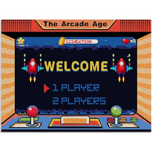 入户门地垫丝圈门口进门脚垫卡通怀旧游戏厅创意门垫耐脏防滑地毯