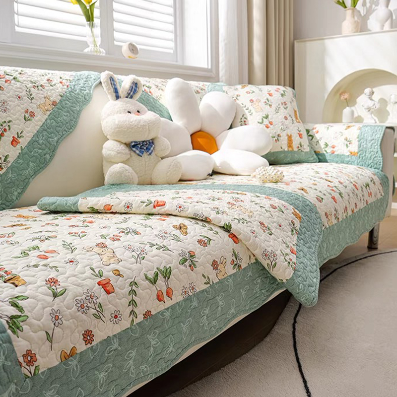 田园风小清新水洗棉沙发垫四季通用防滑盖布纯棉坐垫子布艺套罩巾