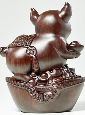 黑檀木雕猪十二生肖全套摆件工艺品实木属猪礼品客厅酒柜桌面玄关