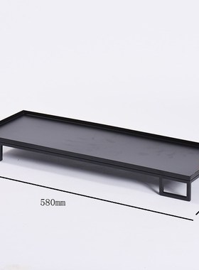 新中式黑色托盘摆件茶盘茶室家居客厅书房收纳摆台样板房软装饰品