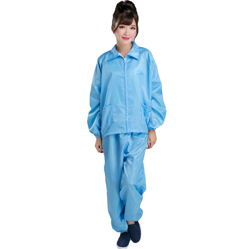 静电服上衣防尘服分体套装男女蓝白色无尘衣大褂富士康短款工作服