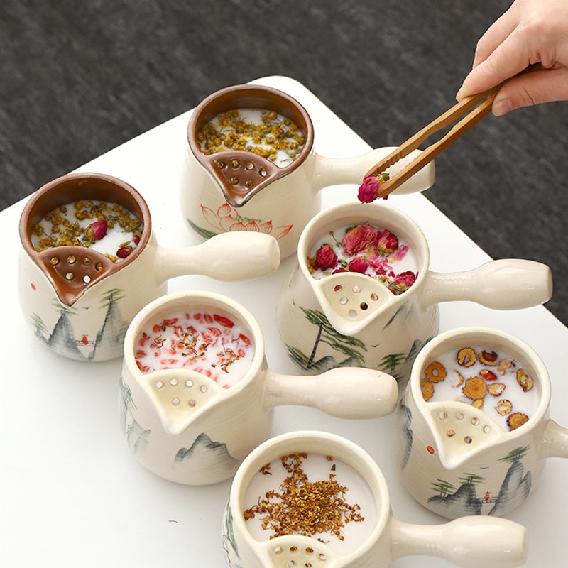 陶瓷罐罐茶围炉煮茶碳炉家用烤火炉温奶茶煮茶壶可干烧煮茶器手绘