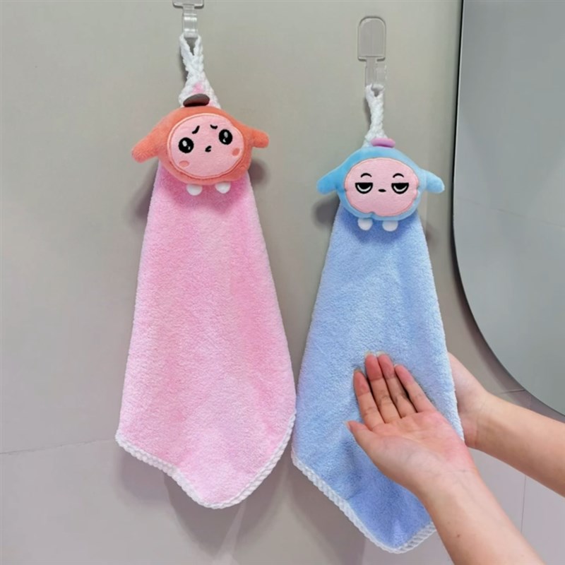 挂式蛋仔擦手巾广告活动礼品伴手礼回礼毛巾手帕卡通珊瑚绒擦手巾