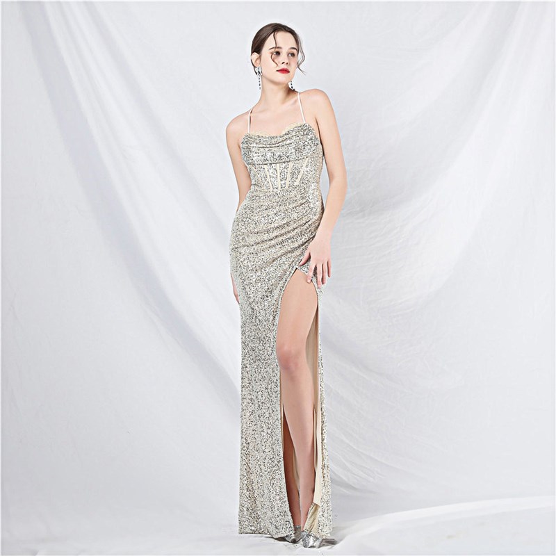 晚礼服女夏季高级感主持人气质名媛宴会高端大气亮闪闪长款连衣裙