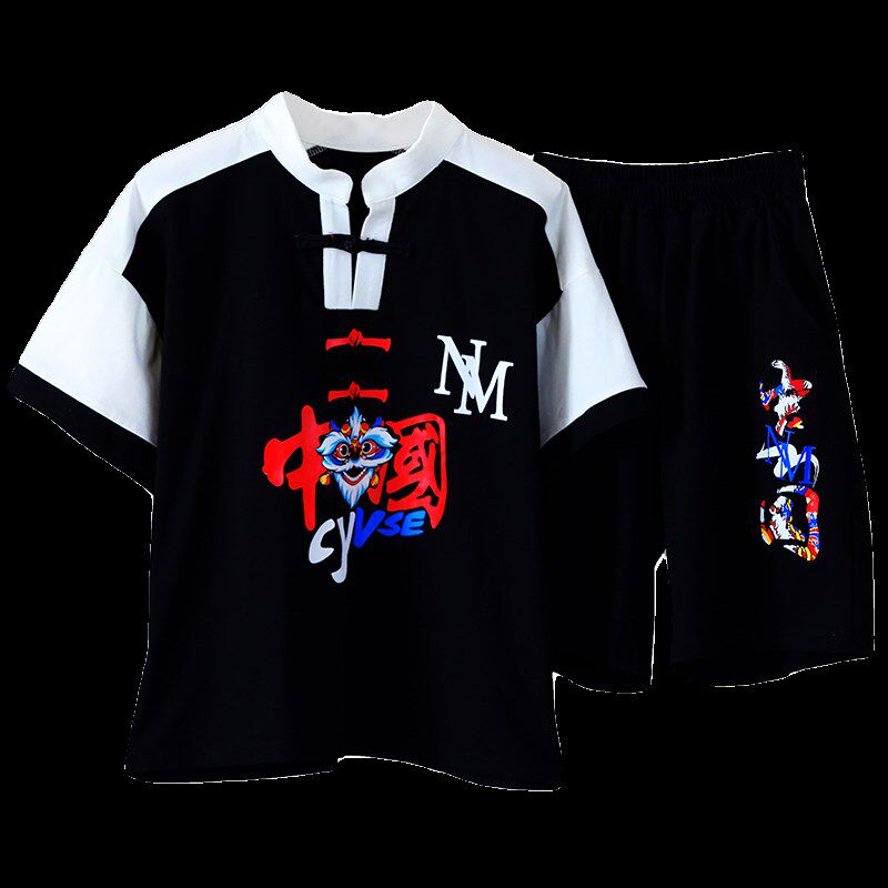 三月三广西儿童汉服古风唐服短袖套装男童中国风唐装国潮民族服装
