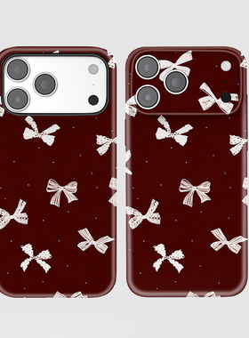 暗色蝴蝶结手机壳适用iPhone17ProMax苹果17Ari系列16Plus精孔15菲林14新款13亮面12软磨砂11全包按键二合一