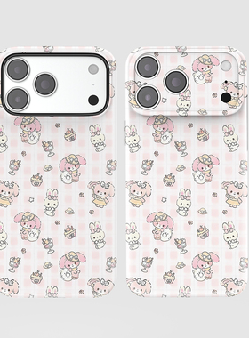 粉衣甜品猫适用苹果17手机壳nova12华为p70mate60小米14opporen12新款vivo荣耀200可爱iPhone16一加保护套