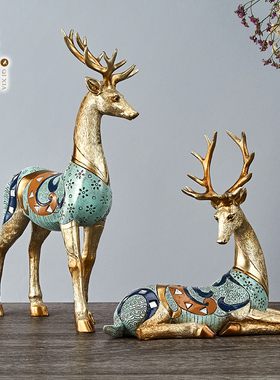 创意摆件家居饰品欧式客厅电视柜玄关酒柜装饰品轻奢北欧鹿工艺品