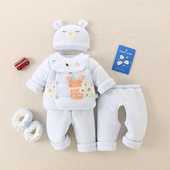 新生儿加厚棉袄秋冬初生宝宝外出抱衣六件套婴儿保暖套装 棉服外套