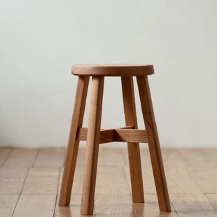 厚圆凳 MUMO木墨 实木可堆叠放置樱桃木黑胡桃木餐厅凳子家用板凳