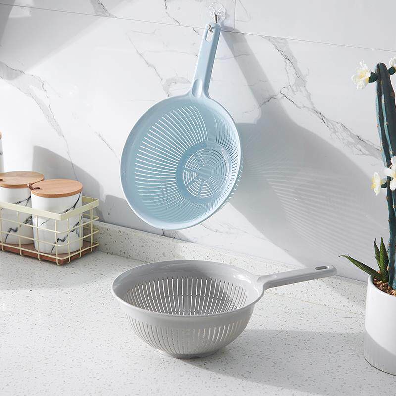 长手柄沥水篮塑料淘米盆篮子淘米箩厨房带手柄洗米器圆形筛洗菜盆