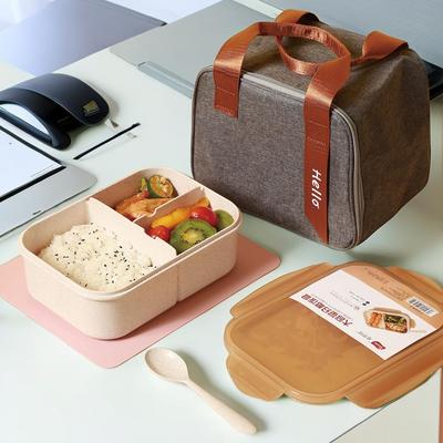 大容量饭盒上班族食品级可微波加热三分格分隔便携野餐便当盒餐盒