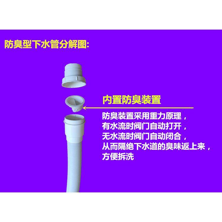 面盆/浴室柜连体下水器软管32mm/35mm外丝螺纹钢丝伸缩加长排水管