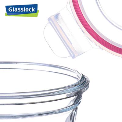 Glasslock玻璃饭盒圆形保鲜碗带盖学生食品保鲜盒便当午餐盒密封