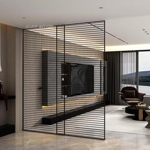 客厅屏风隔断极简家用卧室入户网红铁艺格栅意式十字格子不锈钢